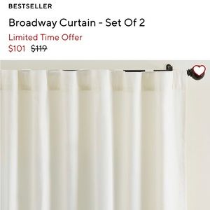 Open box item - Brand New without tags Pottery Barn Broadway Curtain Ivory